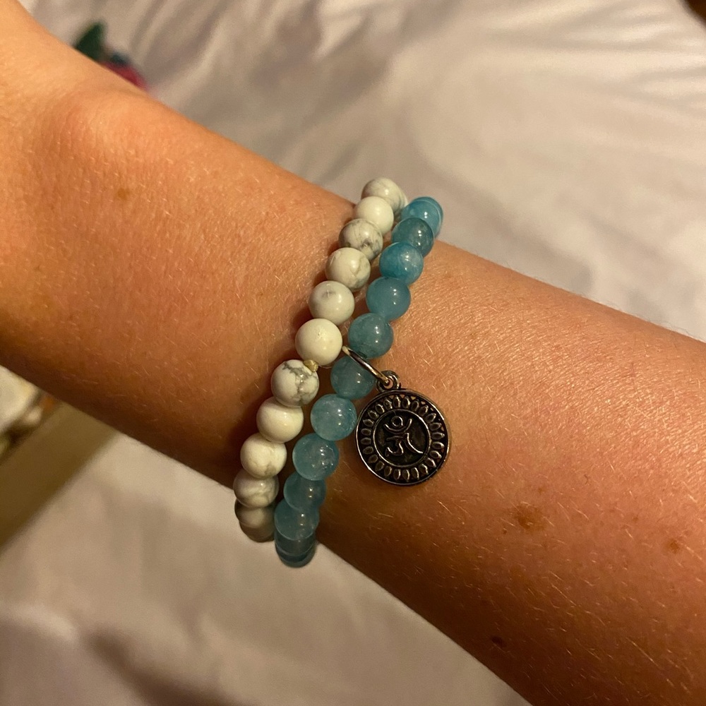 White/Teal Bracelet Set